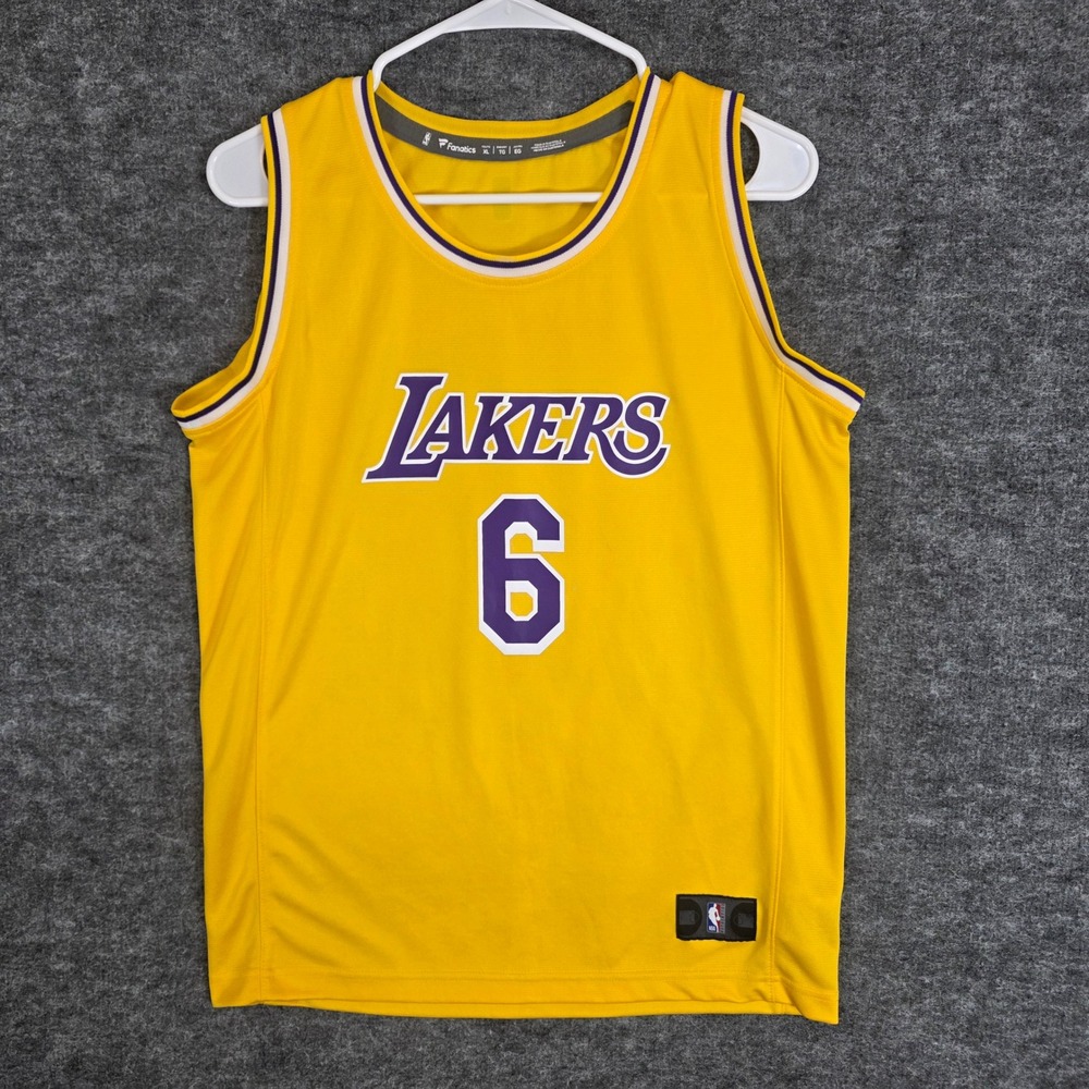 LA Lakers Lebron James Fanatics #6 Fastbreak Tank Top Jersey Yellow‎ Youth XL
